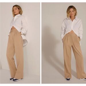 FAVORITE DAUGHTER The Favorite Pant petite Pleated Trouser in Beige Womens